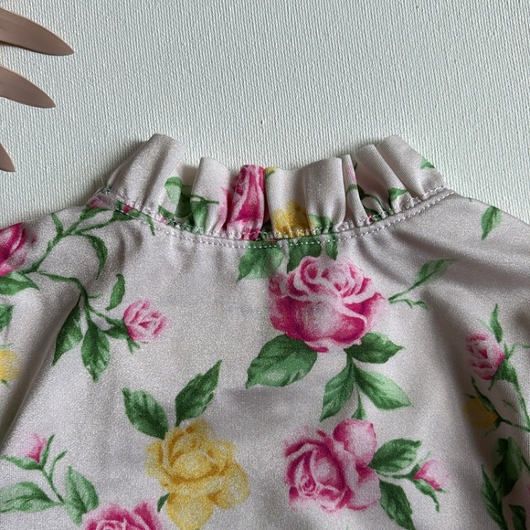 Janie and Jack Floral Long Sleeve Rashguard Top with Ruffle Details  - 2T - Picture 6 of 7